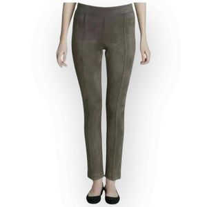Andrew Marc Faux Suede Ponte Pants Womens S Taupe Slim Pull-On Stretch NWOT